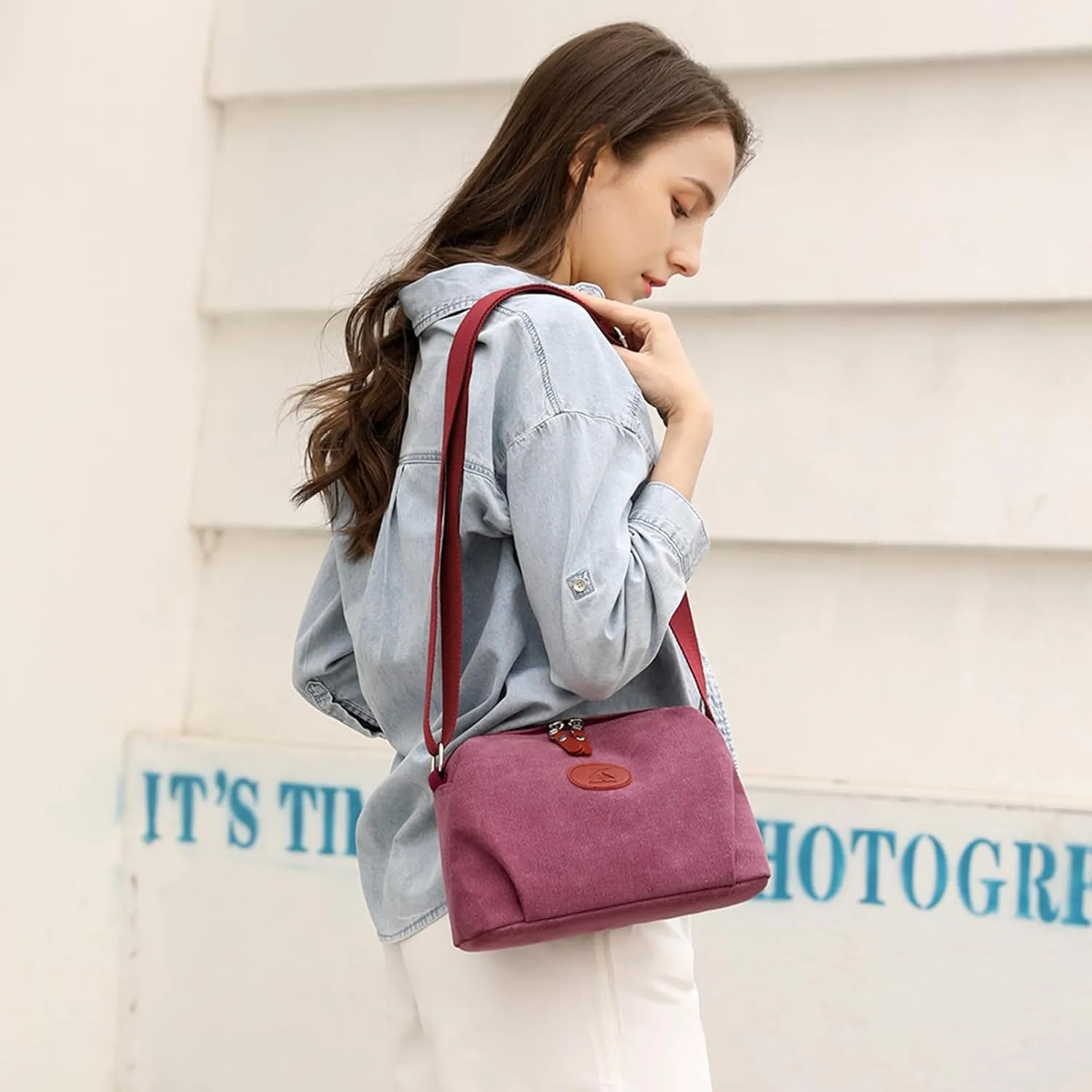 Crossbody Bag for Women Small Canvas Lightweight Casual Purses for Travel Daily