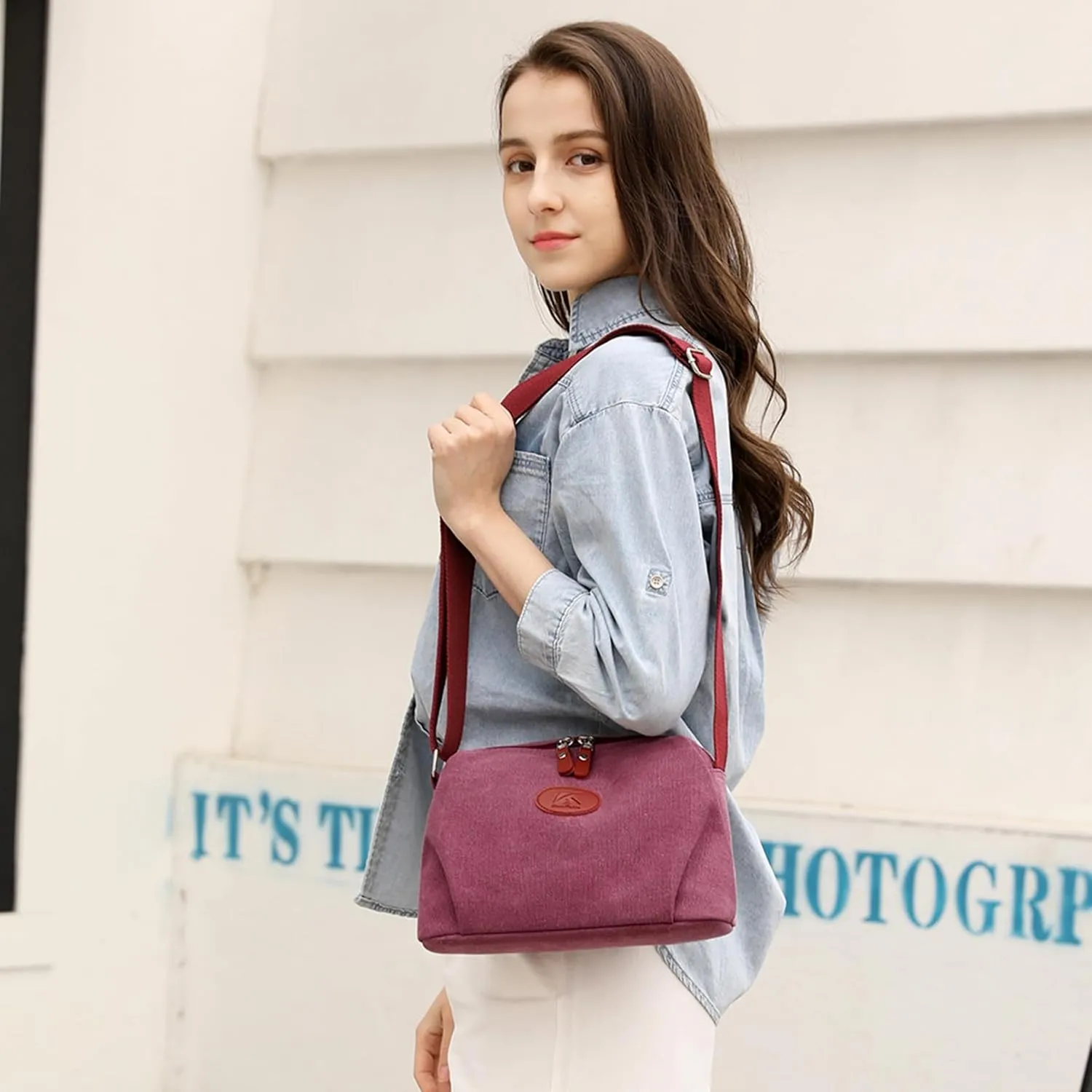 Crossbody Bag for Women Small Canvas Lightweight Casual Purses for Travel Daily