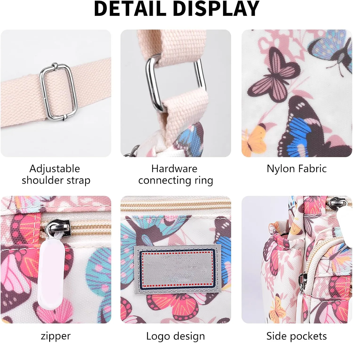 Crossbody Bag for Women Waterproof Nylon Shoulder Handbags Multi Pocket Casual Messenger Bag Floral Travel Purse