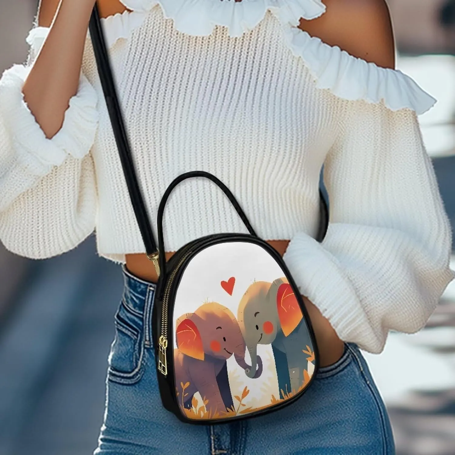 Crossbody Bag Phone Purse Handbag for Women, Dog Couple Print Shoulder Travel Purse, Animals Sling Bag PU Leather