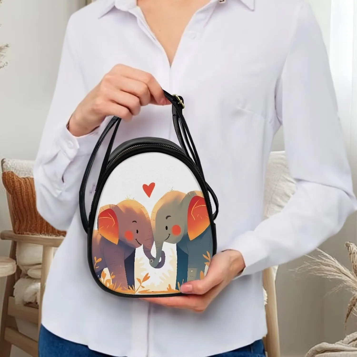 Crossbody Bag Phone Purse Handbag for Women, Dog Couple Print Shoulder Travel Purse, Animals Sling Bag PU Leather