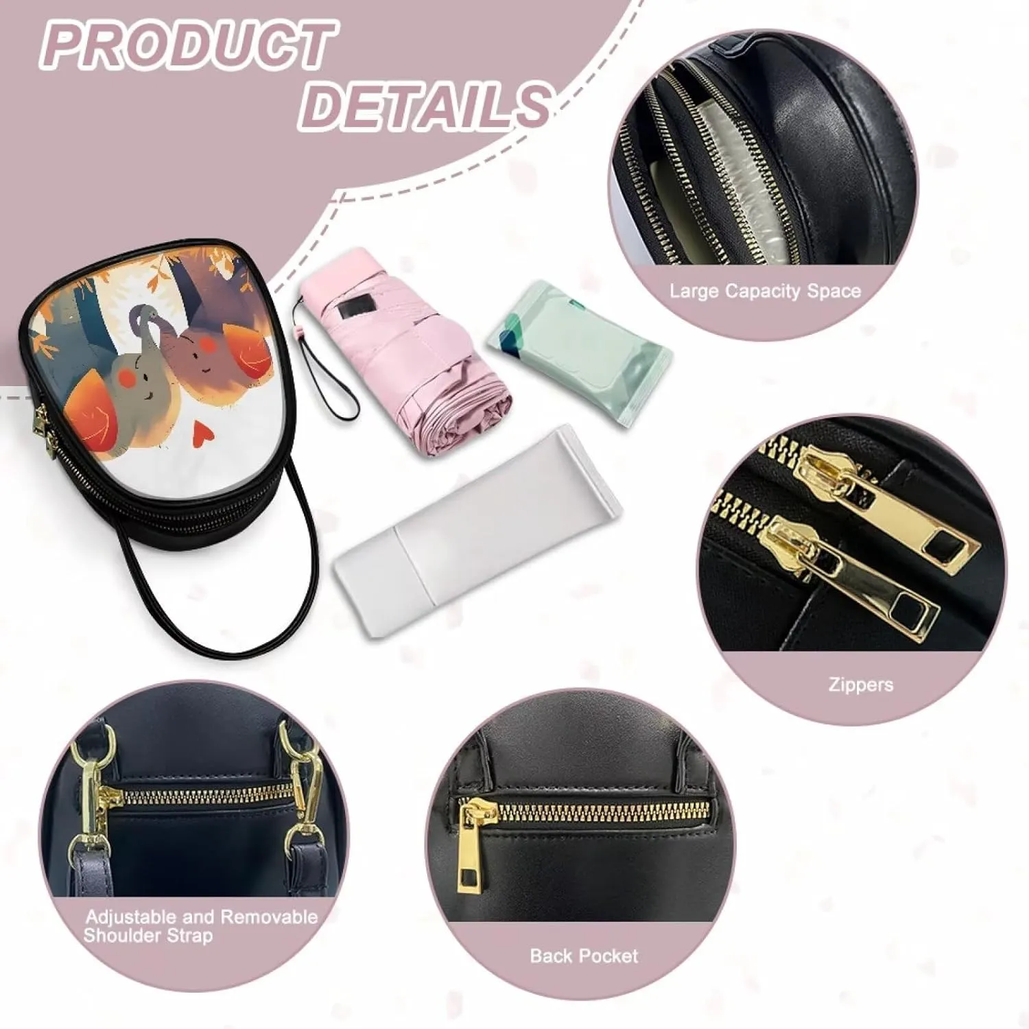 Crossbody Bag Phone Purse Handbag for Women, Dog Couple Print Shoulder Travel Purse, Animals Sling Bag PU Leather