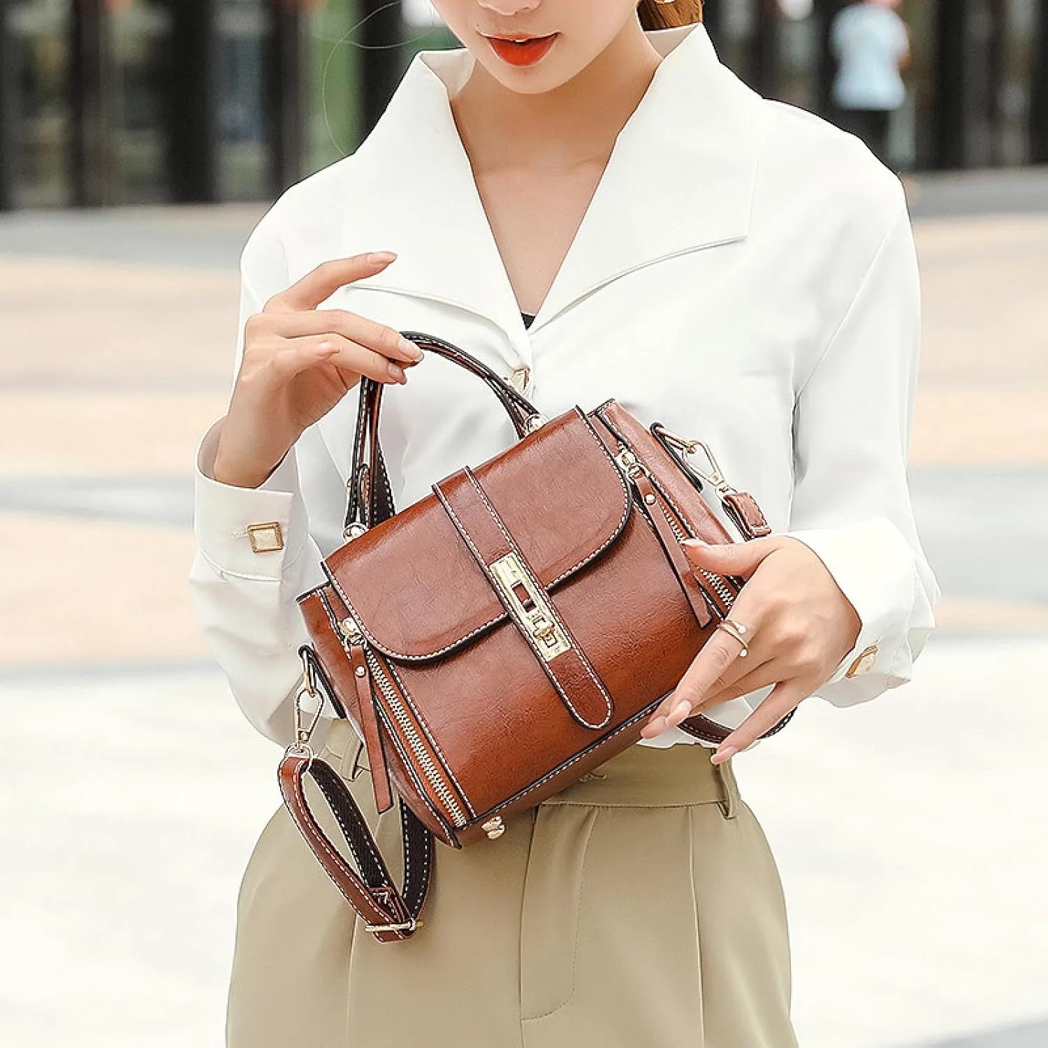 Crossbody Bag, Women's Handbag, Shoulder Bag, Oily Wax Leather Women's Bag