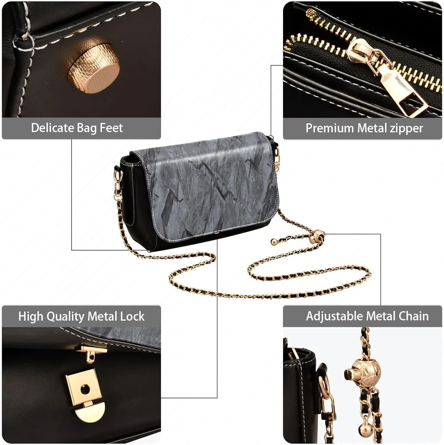 Crossbody Bags for Women Trendy Women's Black Shoulder Bag Small PU Leather Flap Cross Body Bag Handbags