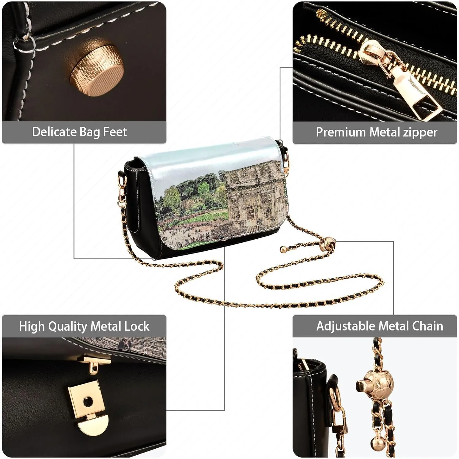 Crossbody Bags for Women Trendy Women's Black Shoulder Bag Small PU Leather Flap Cross Body Bag Handbags