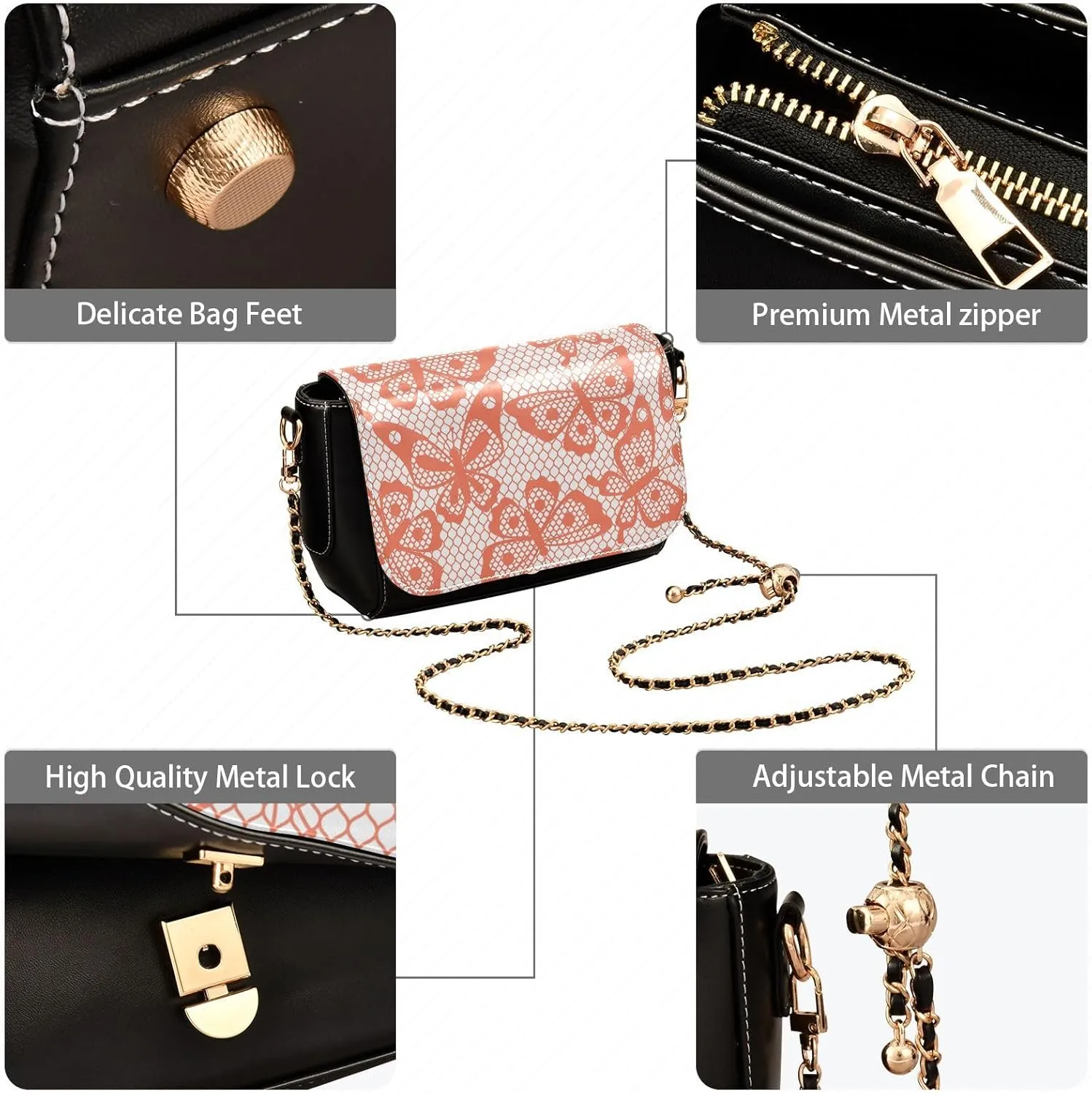 Crossbody Bags for Women Trendy Women's Black Shoulder Bag Small PU Leather Flap Cross Body Bag Handbags