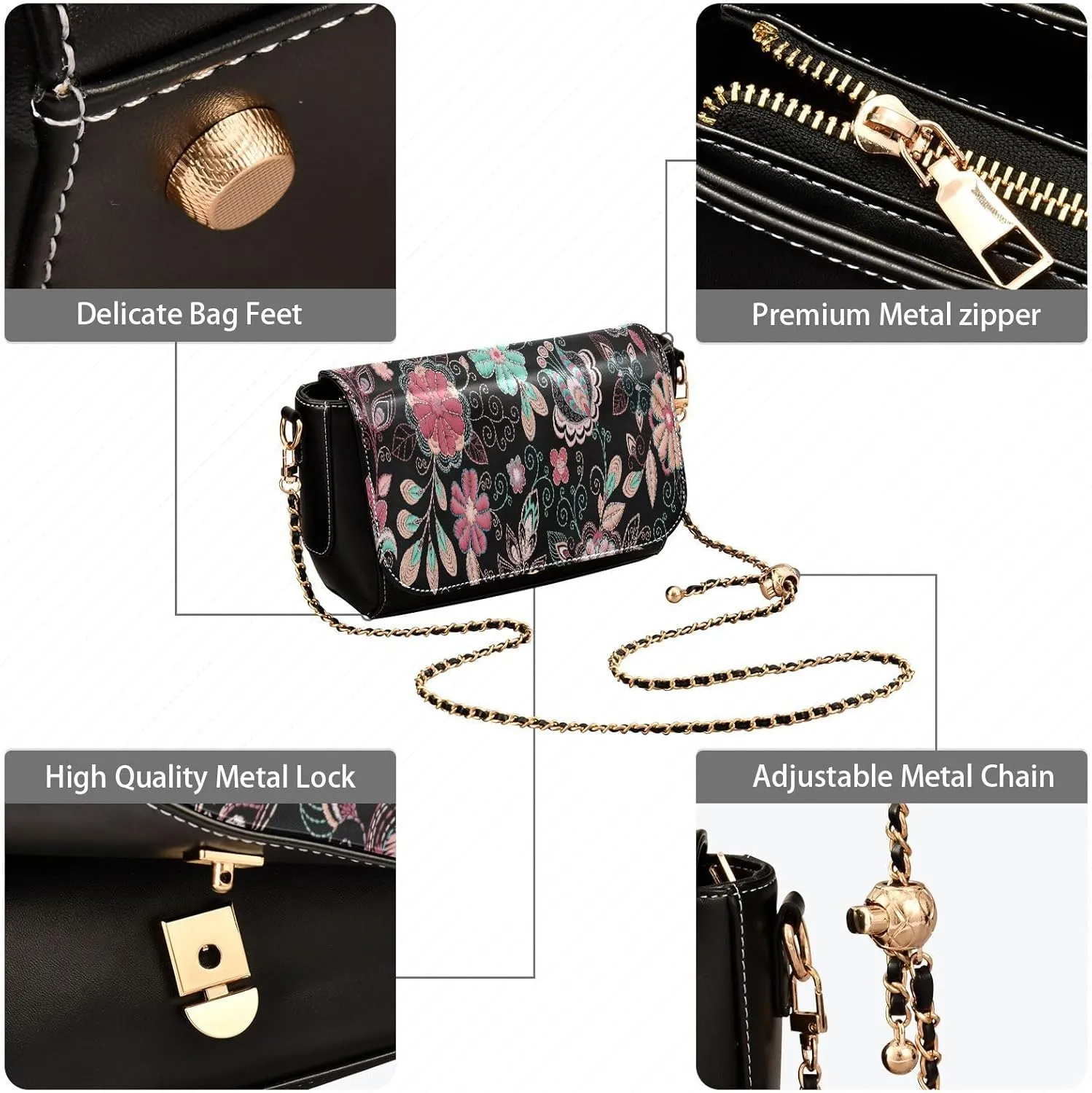 Crossbody Bags for Women Trendy Women's Black Shoulder Bag Small PU Leather Flap Cross Body Bag Handbags