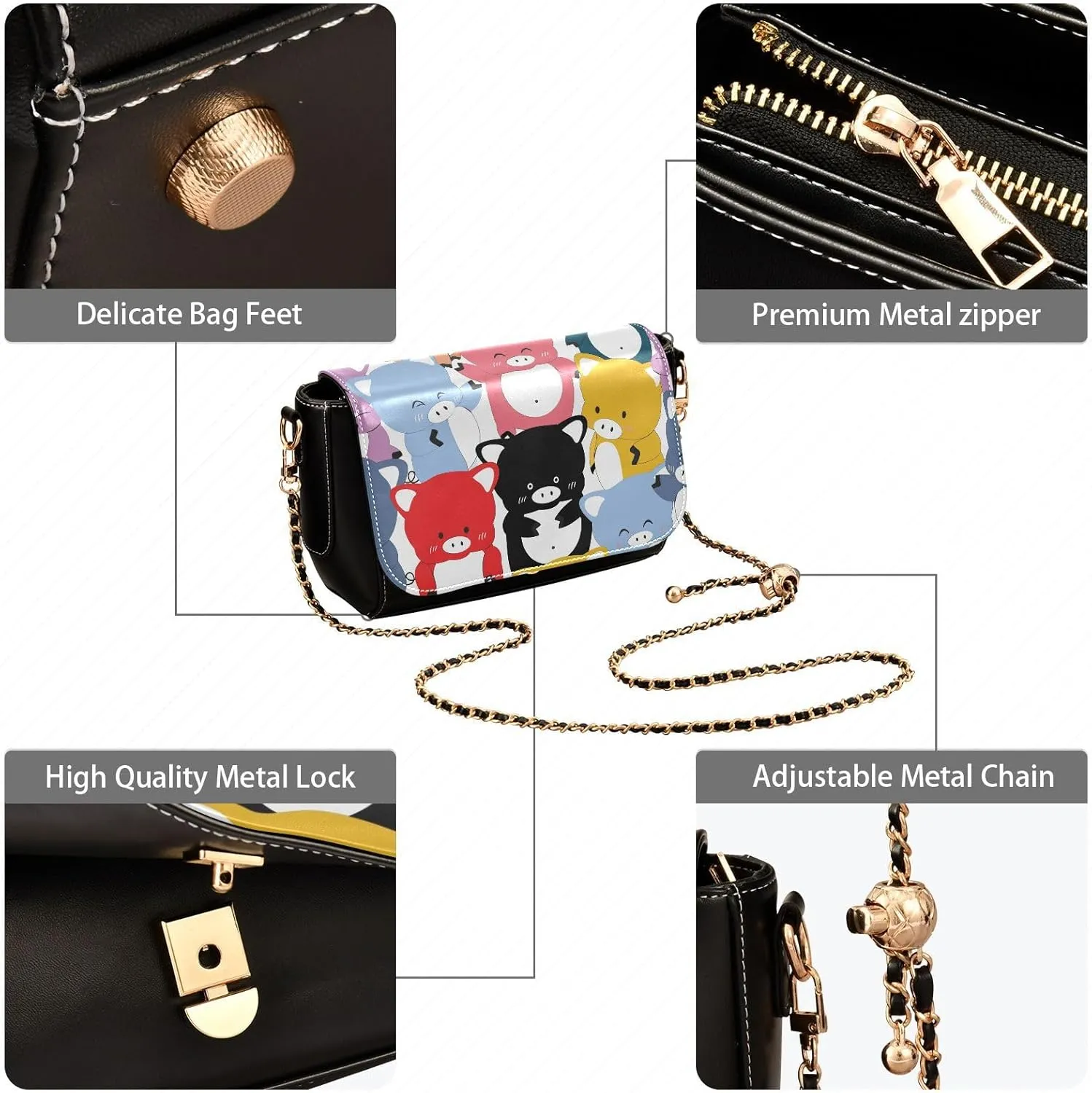 Crossbody Bags for Women Trendy Women's Black Shoulder Bag Small PU Leather Flap Cross Body Bag Handbags