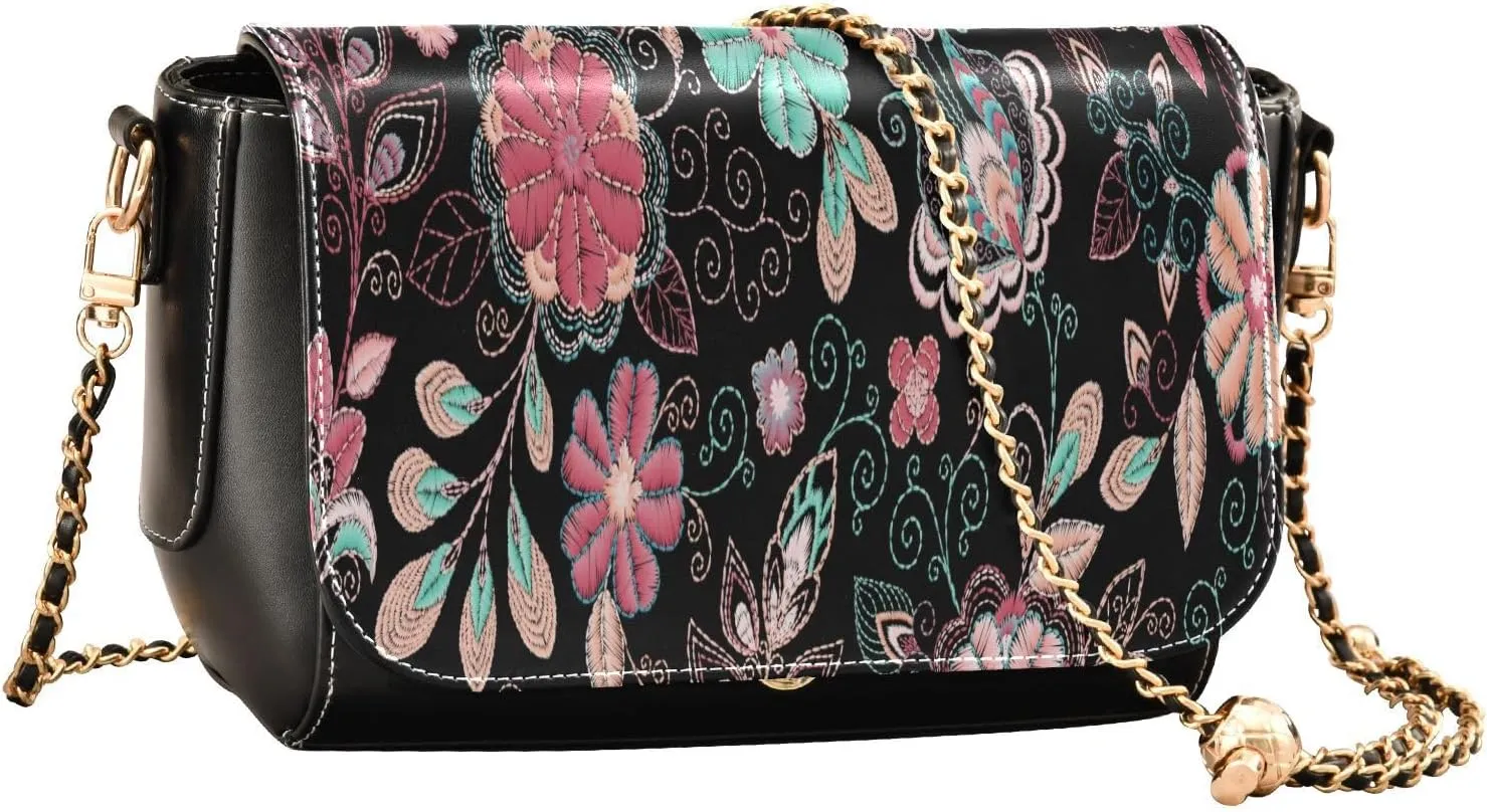 Crossbody Bags for Women Trendy Women's Black Shoulder Bag Small PU Leather Flap Cross Body Bag Handbags