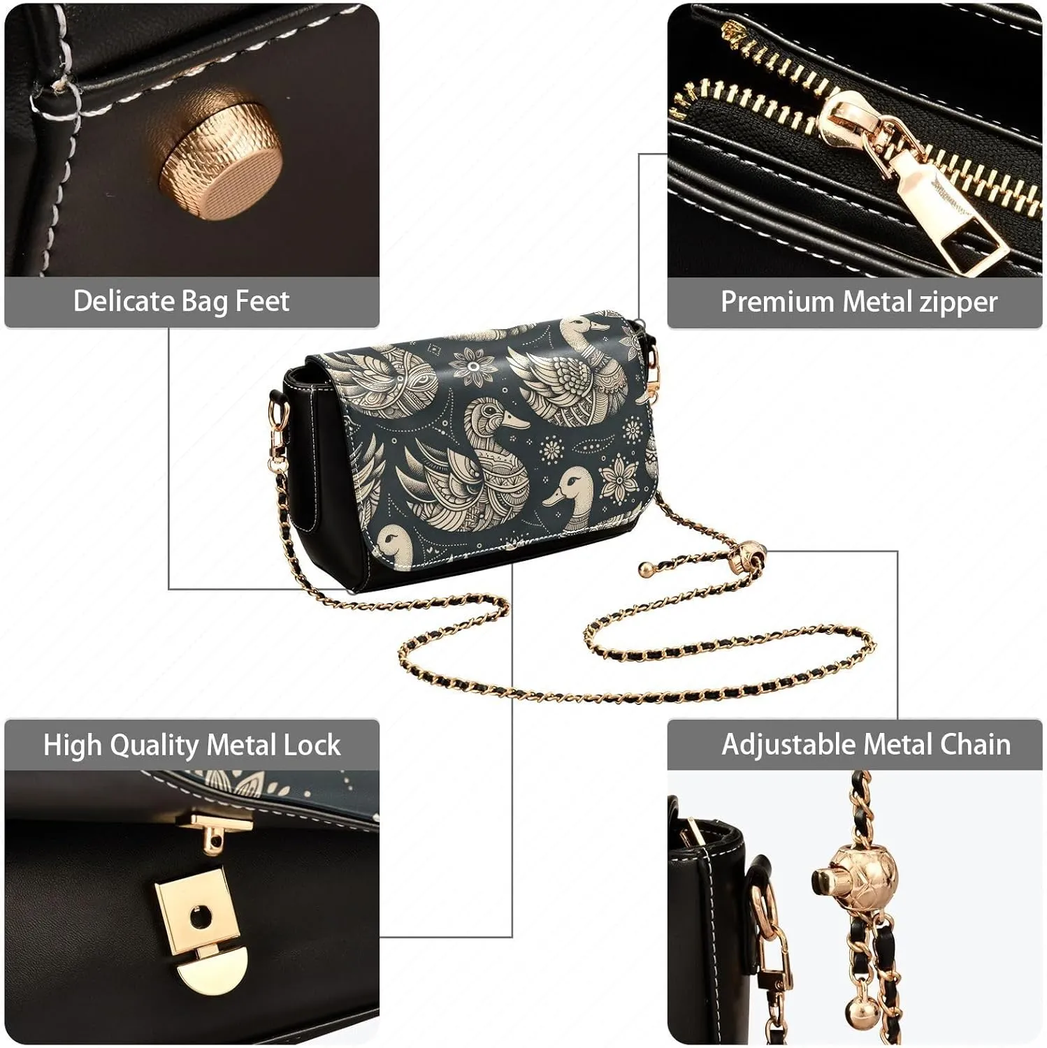 Crossbody Bags for Women Trendy Women's Black Shoulder Bag Small PU Leather Flap Cross Body Bag Handbags