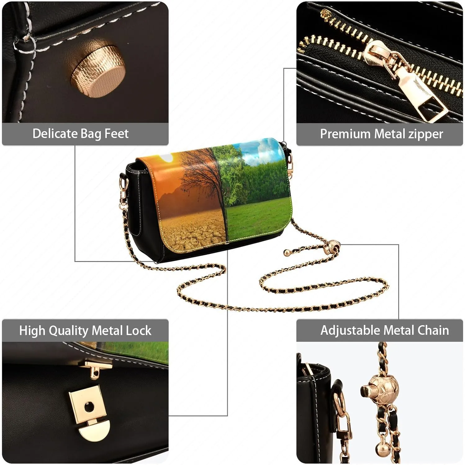 Crossbody Bags for Women Trendy Women's Black Shoulder Bag Small PU Leather Flap Cross Body Bag Handbags
