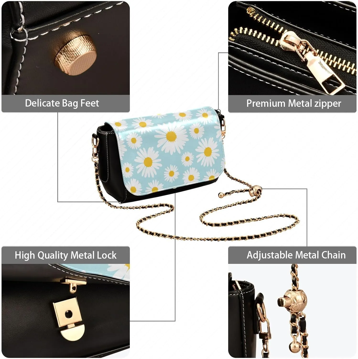 Crossbody Bags for Women Trendy Women's Black Shoulder Bag Small PU Leather Flap Cross Body Bag Handbags
