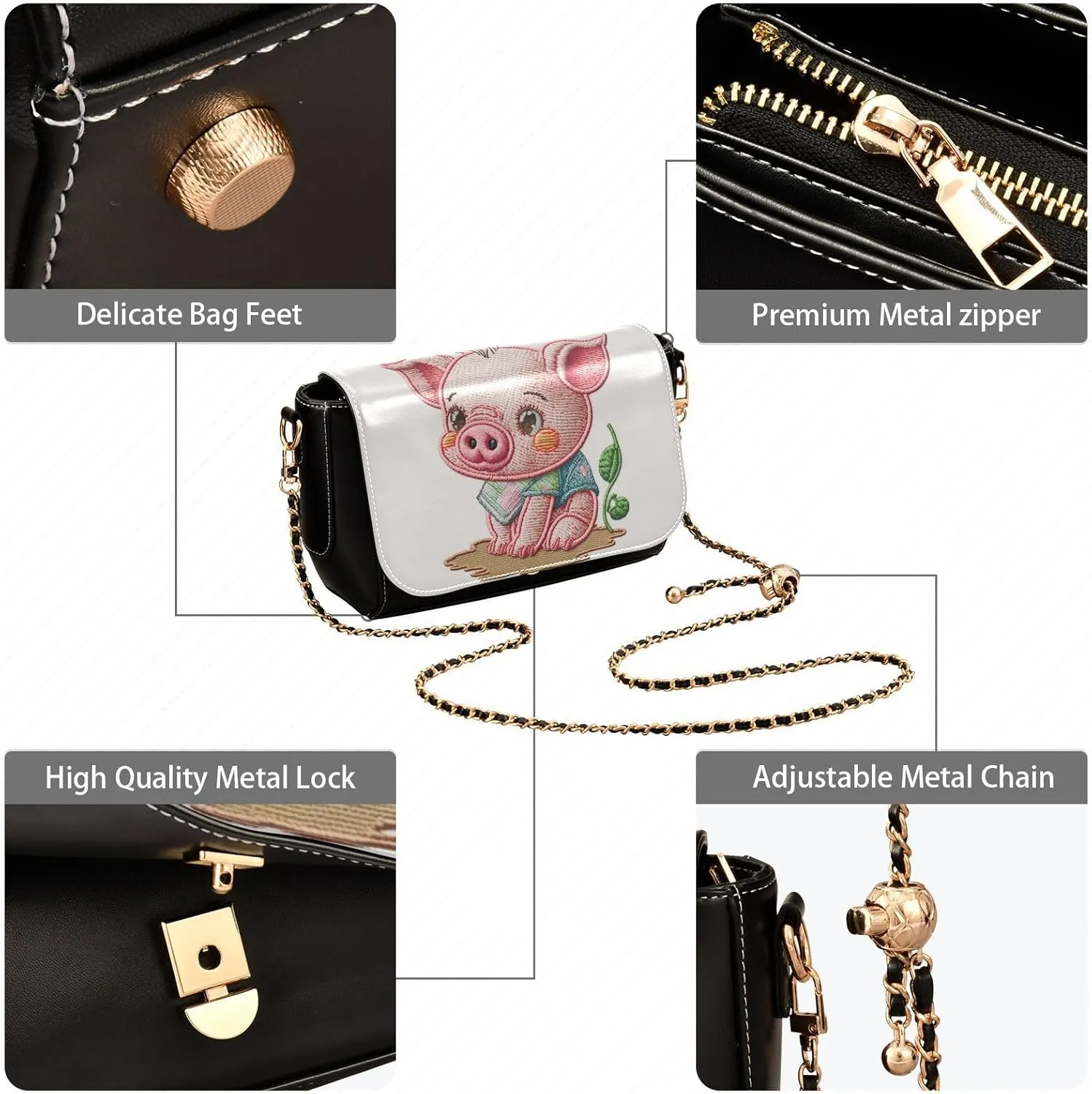 Crossbody Bags for Women Trendy Women's Black Shoulder Bag Small PU Leather Flap Cross Body Bag Handbags