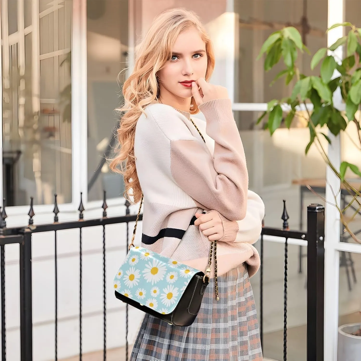 Crossbody Bags for Women Trendy Women's Black Shoulder Bag Small PU Leather Flap Cross Body Bag Handbags