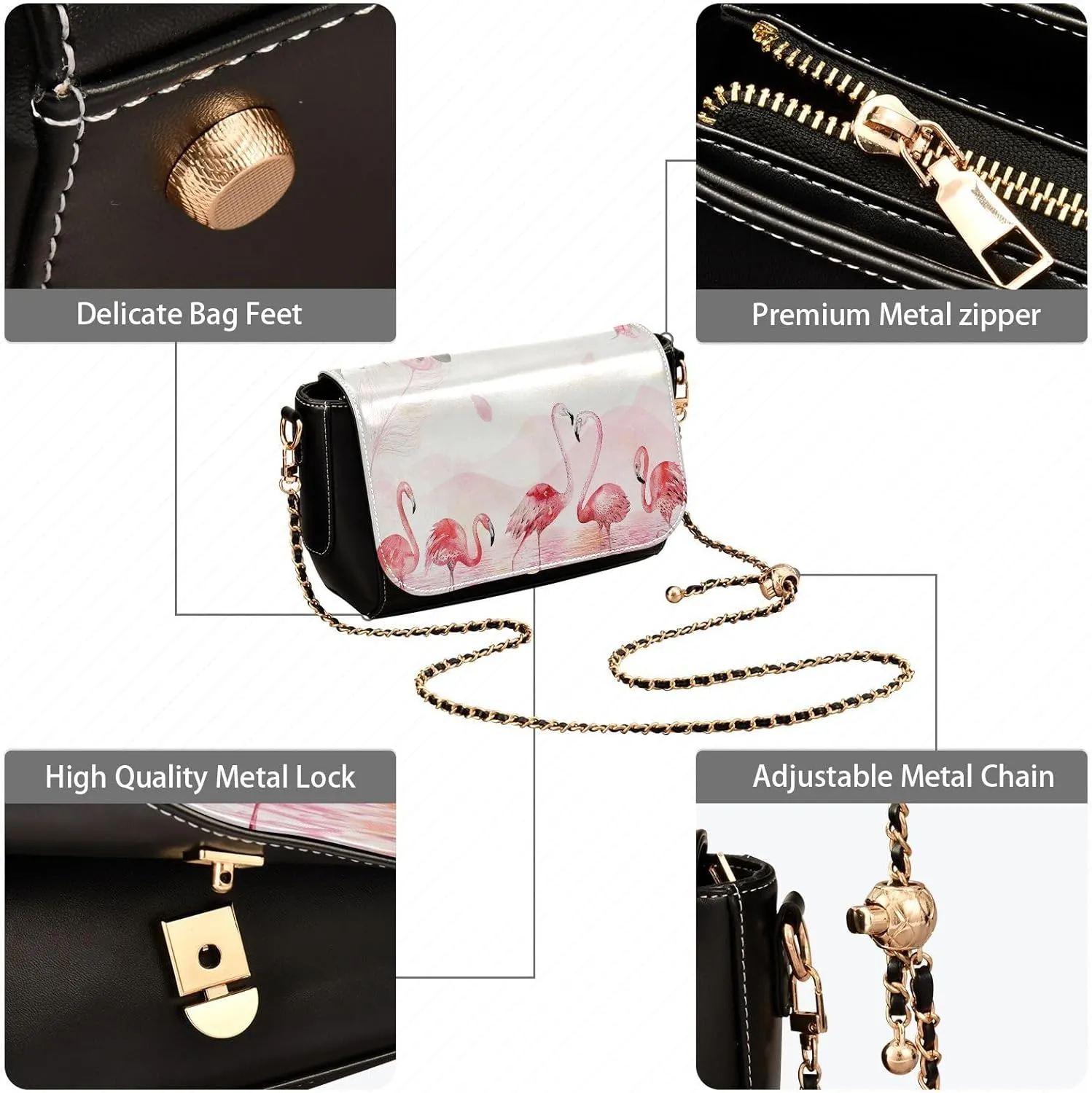 Crossbody Bags for Women Trendy Women's Black Shoulder Bag Small PU Leather Flap Cross Body Bag Handbags