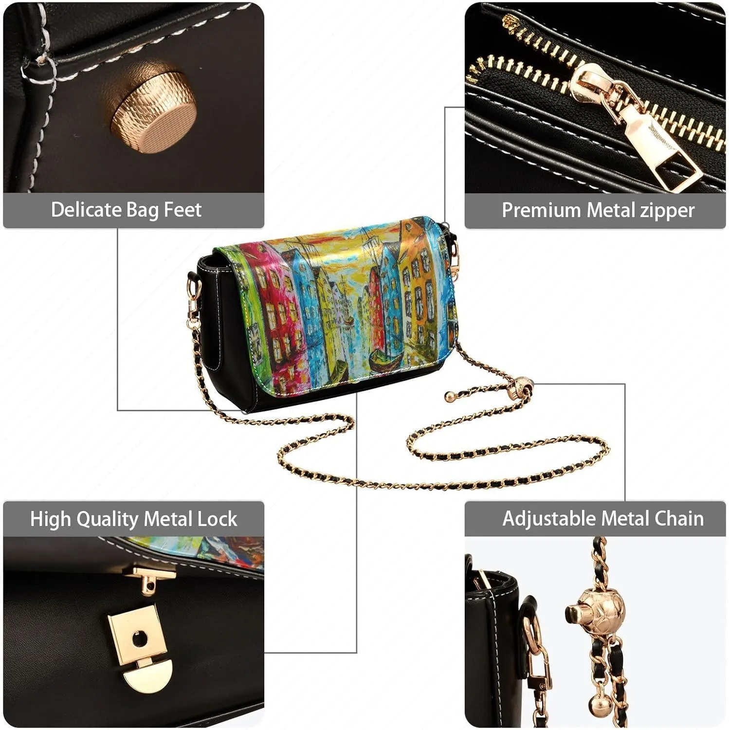 Crossbody Bags for Women Trendy Women's Black Shoulder Bag Small PU Leather Flap Cross Body Bag Handbags