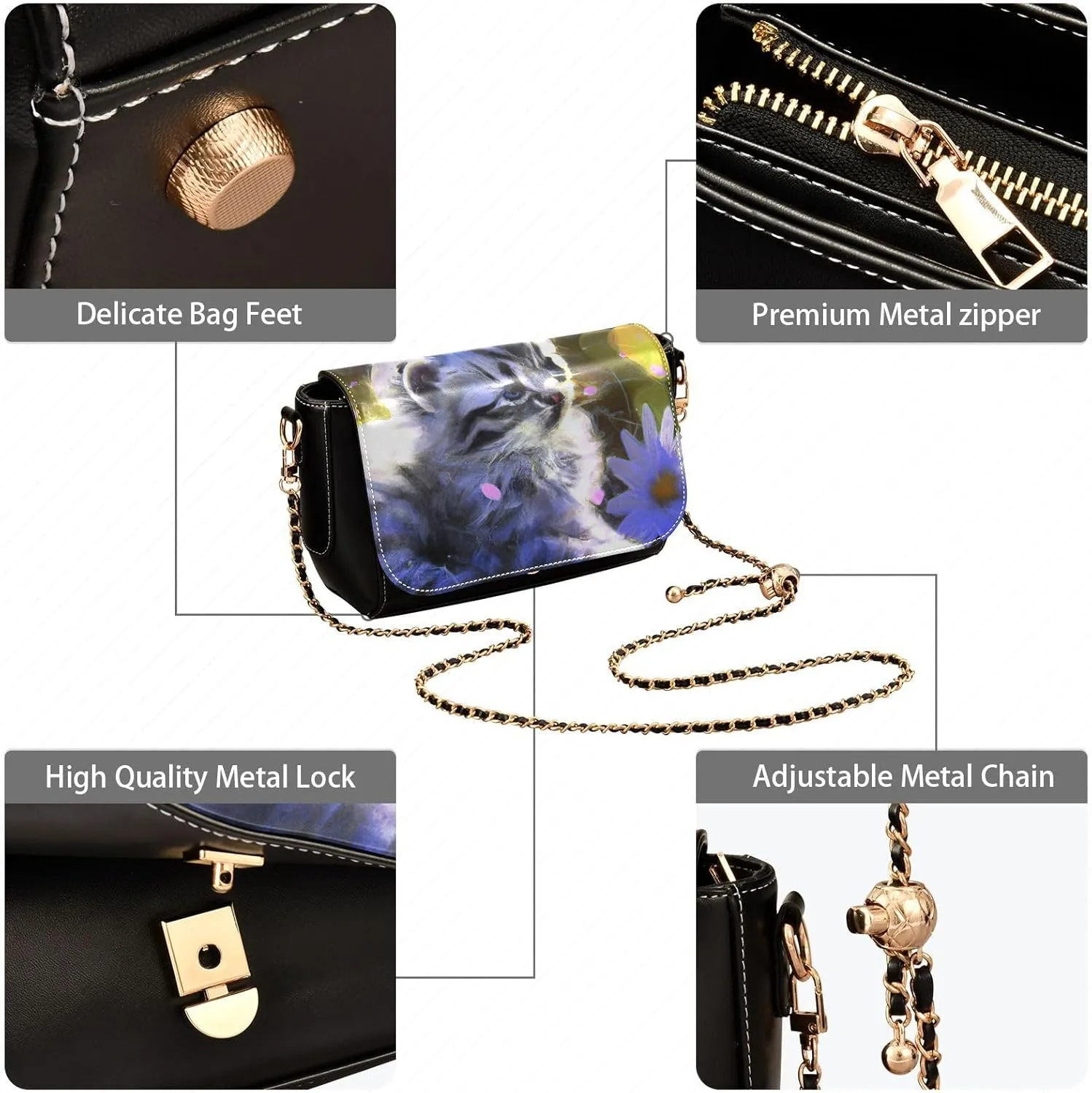 Crossbody Bags for Women Trendy Women's Black Shoulder Bag Small PU Leather Flap Cross Body Bag Handbags