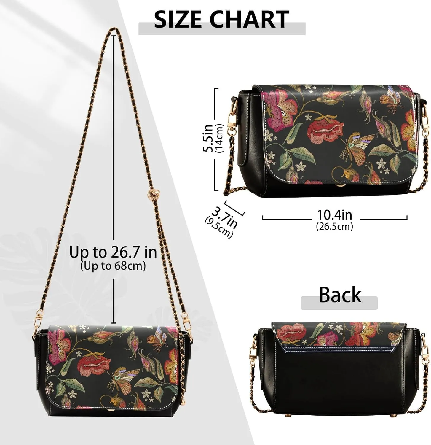 Crossbody Bags for Women Trendy Women's Black Shoulder Bag Small PU Leather Flap Cross Body Bag Handbags