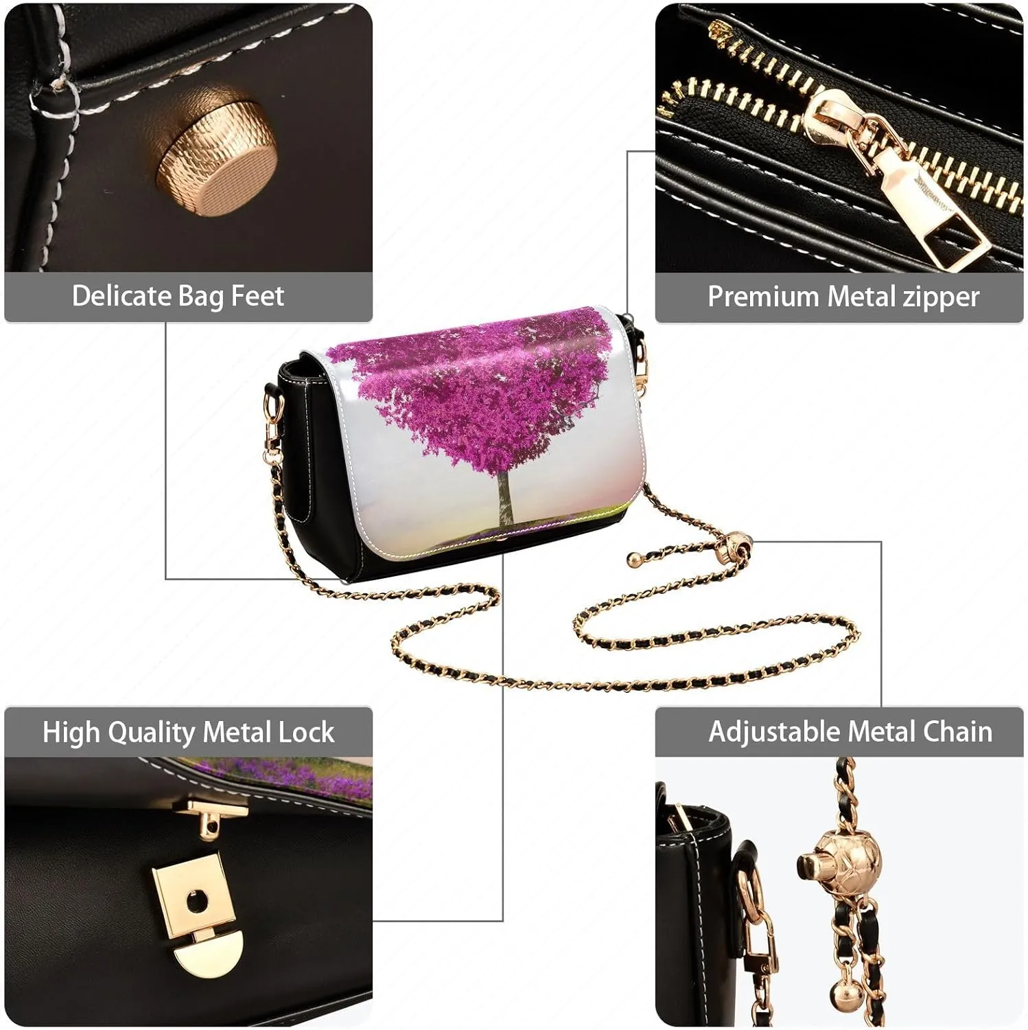Crossbody Bags for Women Trendy Women's Black Shoulder Bag Small PU Leather Flap Cross Body Bag Handbags