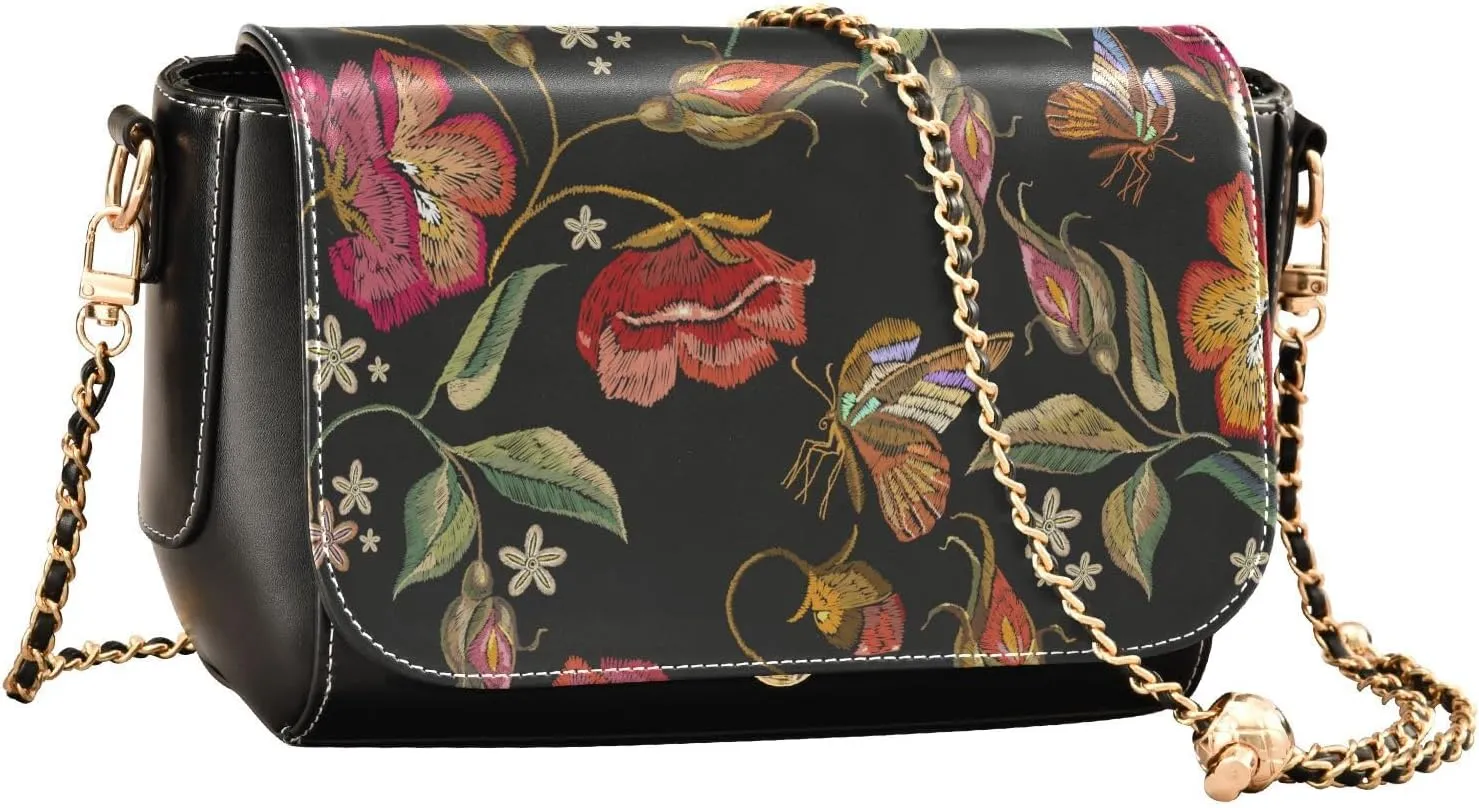 Crossbody Bags for Women Trendy Women's Black Shoulder Bag Small PU Leather Flap Cross Body Bag Handbags