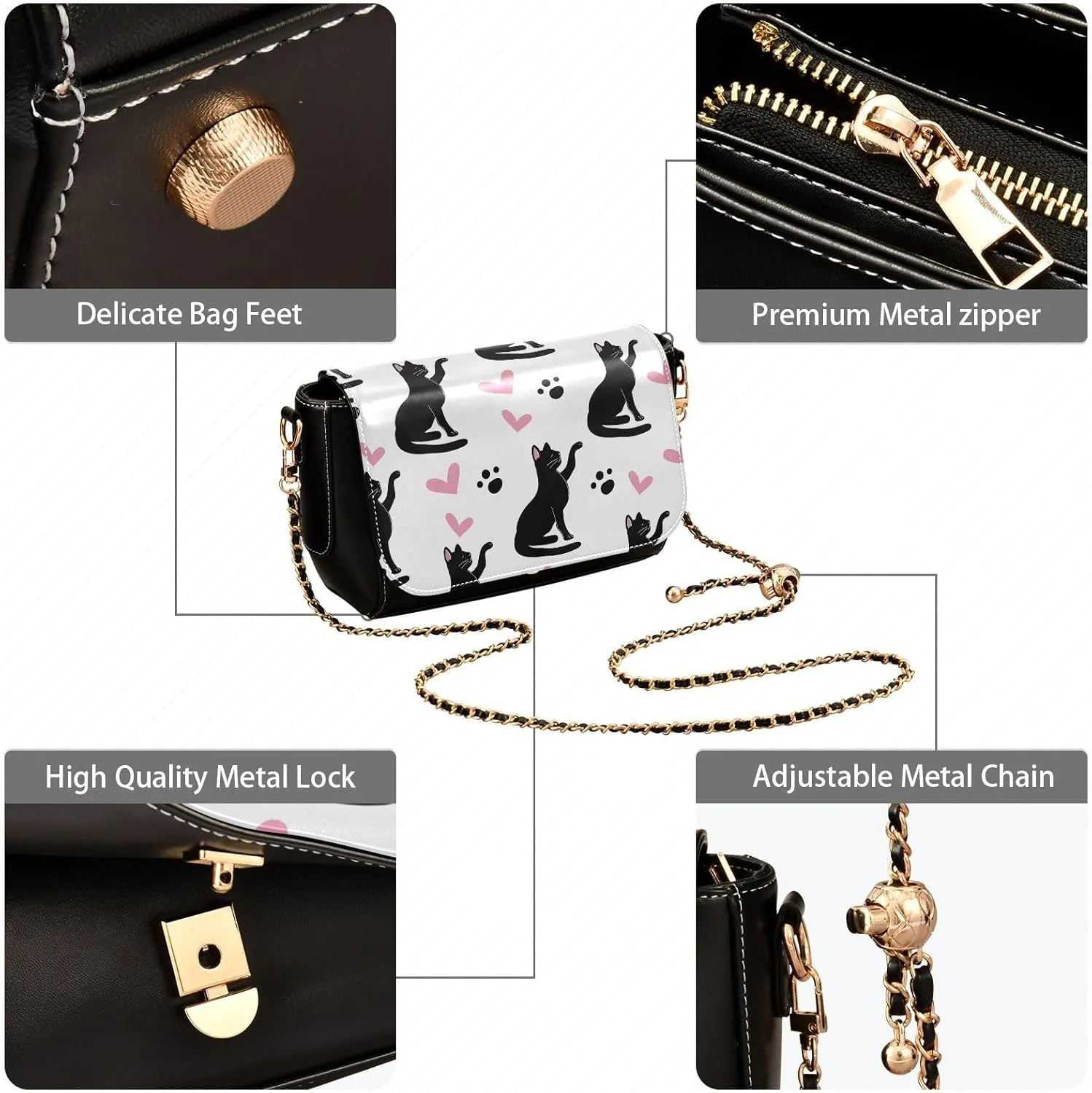 Crossbody Bags for Women Trendy Women's Black Shoulder Bag Small PU Leather Flap Cross Body Bag Handbags
