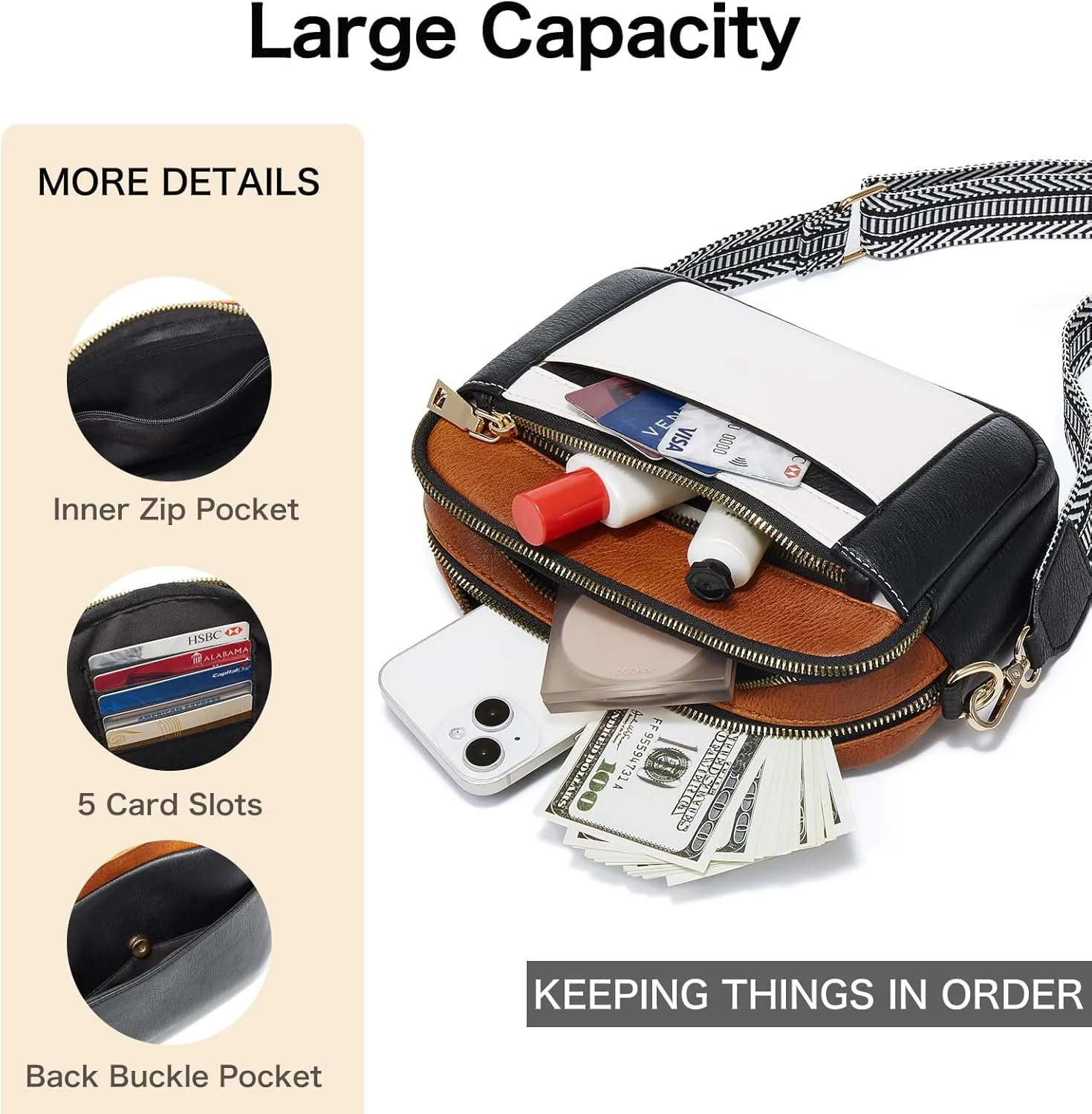 Crossbody Bags for Women, Vegan Leather Crossbody Purses for Women, Small Trendy Shoulder Handbags for Travel