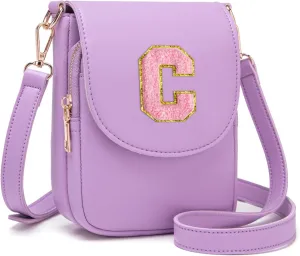 Crossbody Purse for Teen Girls Small Initial Cell Phone Toddler Purse Leather Triple Compartment Crossbody Bags