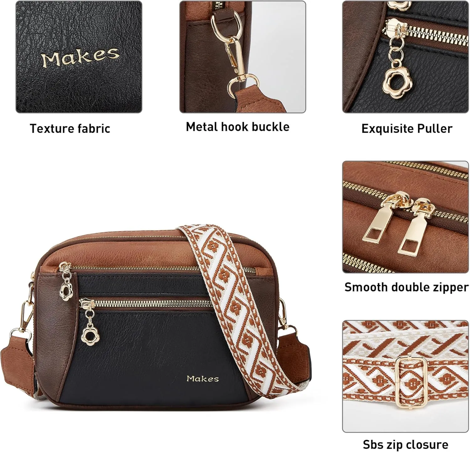 Crossbody Purse for Women Small Crossbody Bags Trendy Vegan Leather with 2 Adjustable Shoulder Straps Mothers Wife Mom Gifts