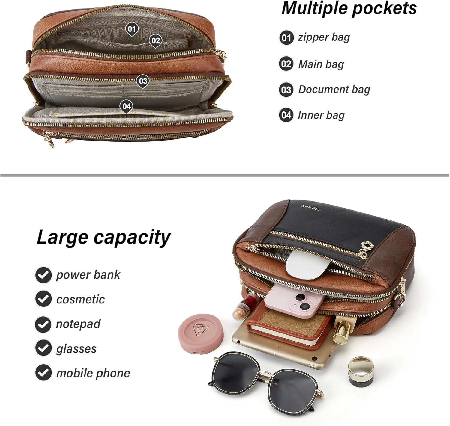 Crossbody Purse for Women Small Crossbody Bags Trendy Vegan Leather with 2 Adjustable Shoulder Straps Mothers Wife Mom Gifts