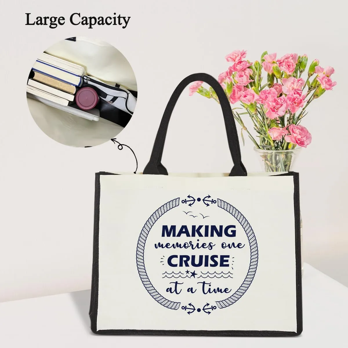 Cruise Bag, Cruise Gifts For Women, Canvas Tote Bag for Women, Reusable Grocery Shopping Handbag -24
