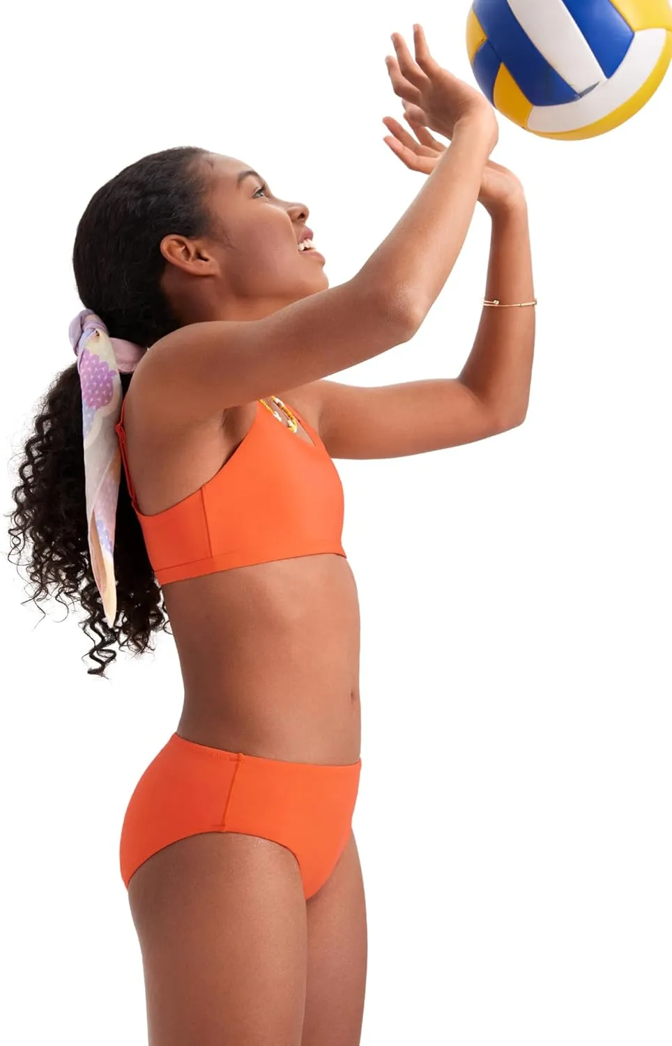 CRZ YOGA Girls Swimsuit 2 Piece Bikini Set - Scoop Neck Adjustable Straps Padded Tops and Bottoms Beach Sports Bathing Suit