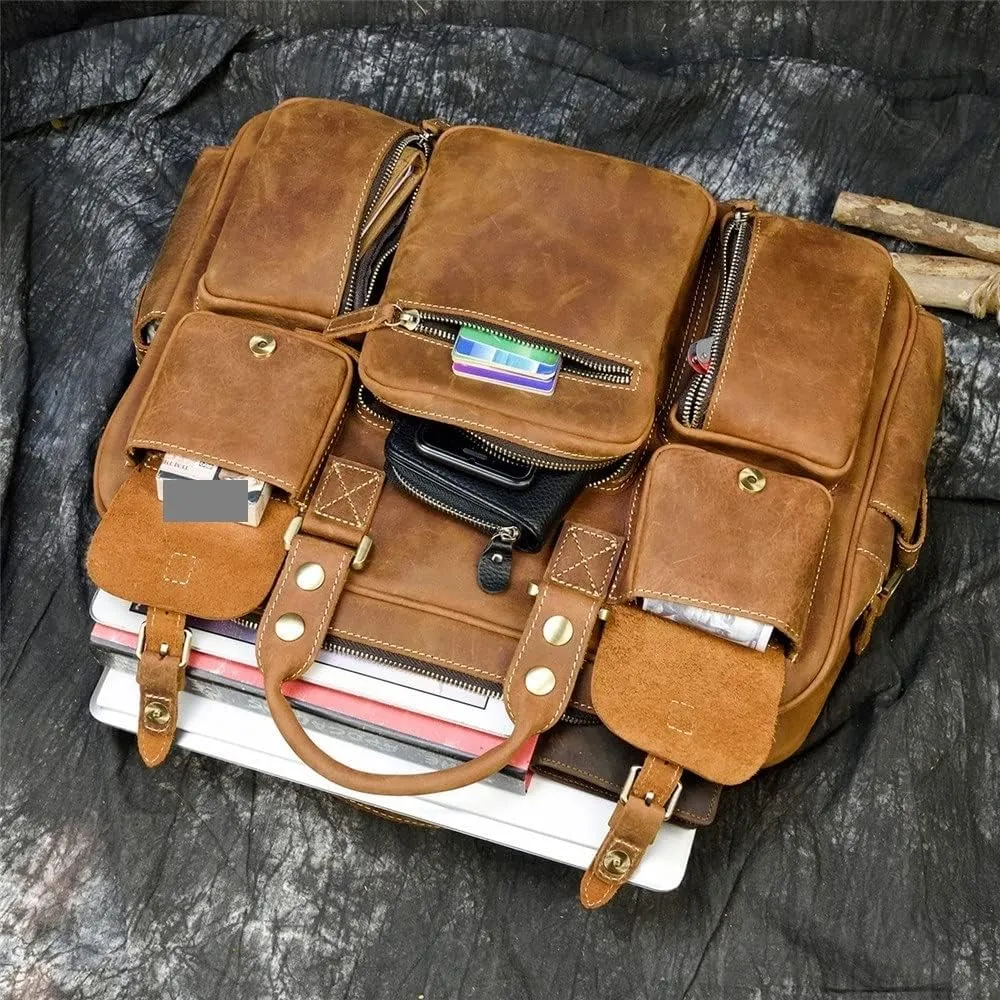 CSCDD 1PCS Retro Briefcase Business Handbag Men's Travel Bag Casual Crossbody Men's Bag