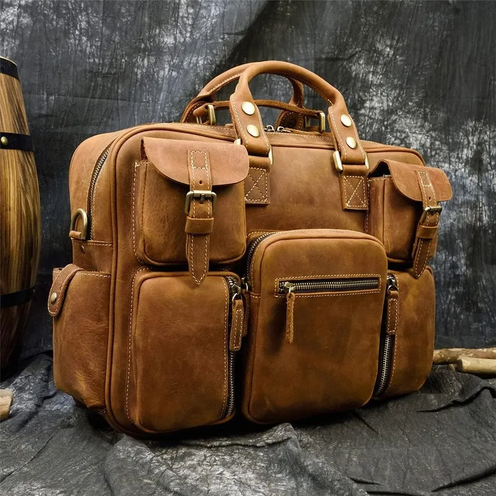 CSCDD 1PCS Retro Briefcase Business Handbag Men's Travel Bag Casual Crossbody Men's Bag
