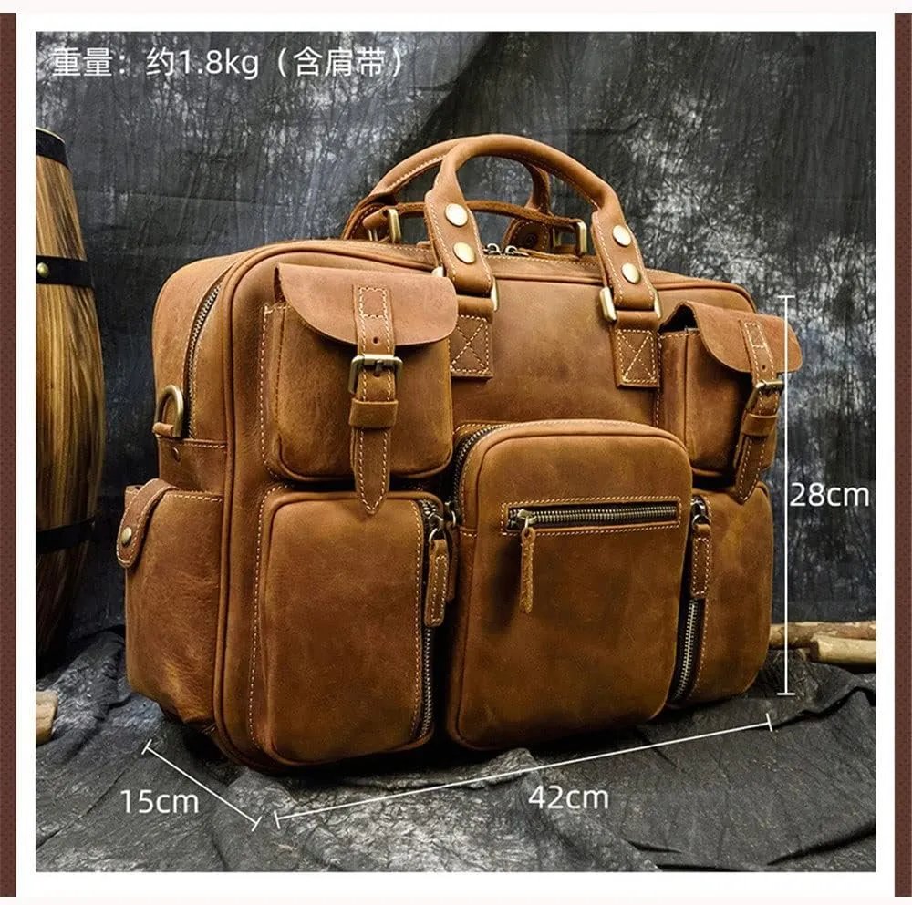 CSCDD 1PCS Retro Briefcase Business Handbag Men's Travel Bag Casual Crossbody Men's Bag