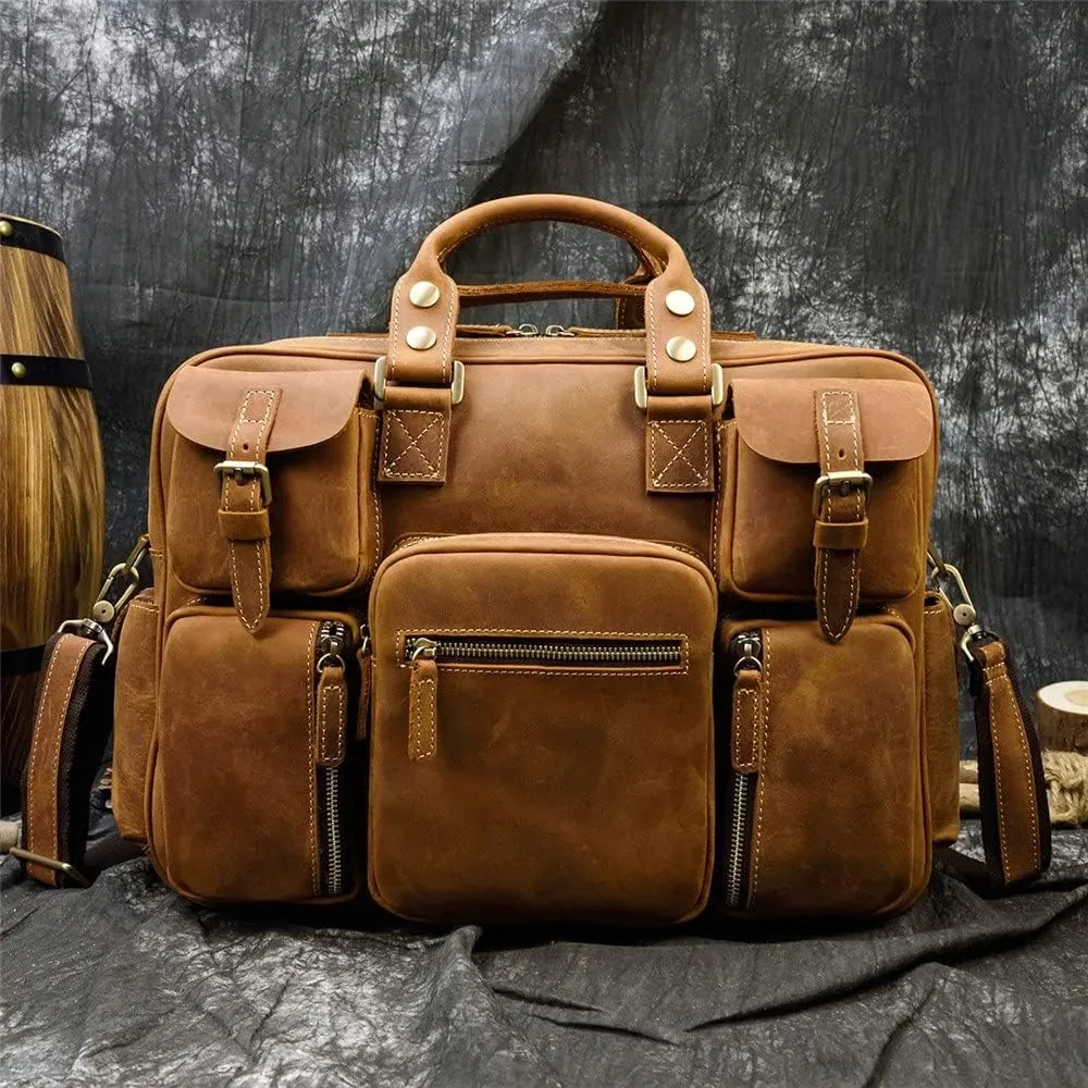 CSCDD 1PCS Retro Briefcase Business Handbag Men's Travel Bag Casual Crossbody Men's Bag