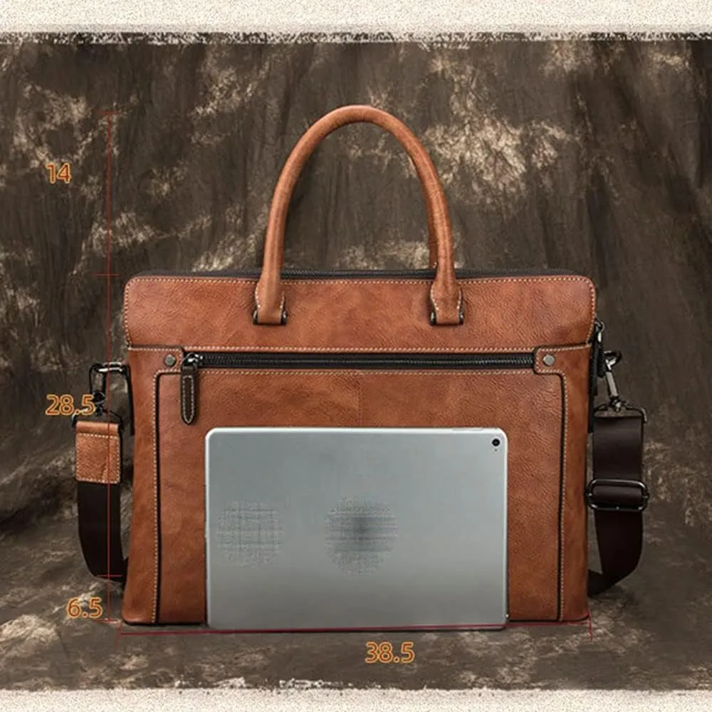 CSCDD Men's Bag Crossbody Business Men's Handbag Horizontal Retro Briefcase Computer Bag