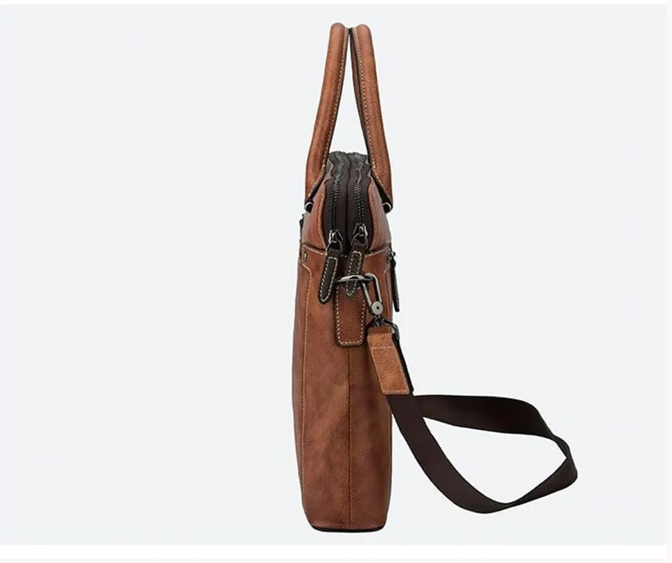 CSCDD Men's Bag Crossbody Business Men's Handbag Horizontal Retro Briefcase Computer Bag