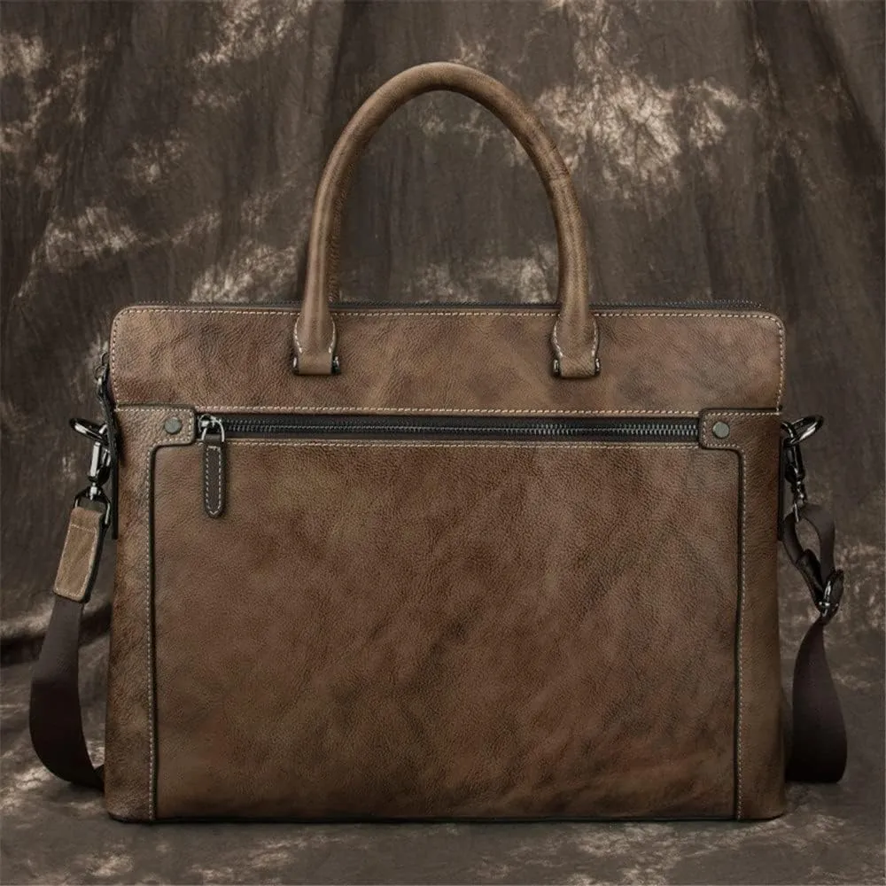 CSCDD Men's Bag Crossbody Business Men's Handbag Horizontal Retro Briefcase Computer Bag