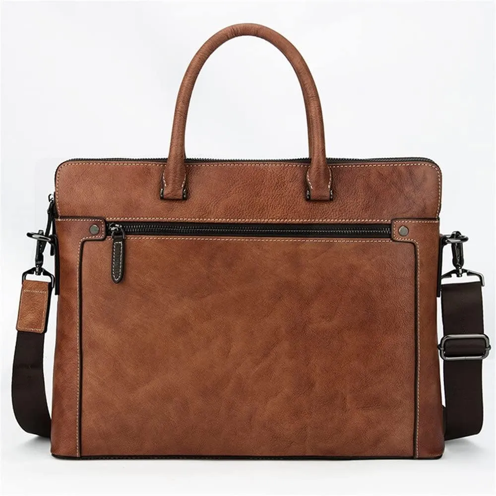 CSCDD Men's Bag Crossbody Business Men's Handbag Horizontal Retro Briefcase Computer Bag