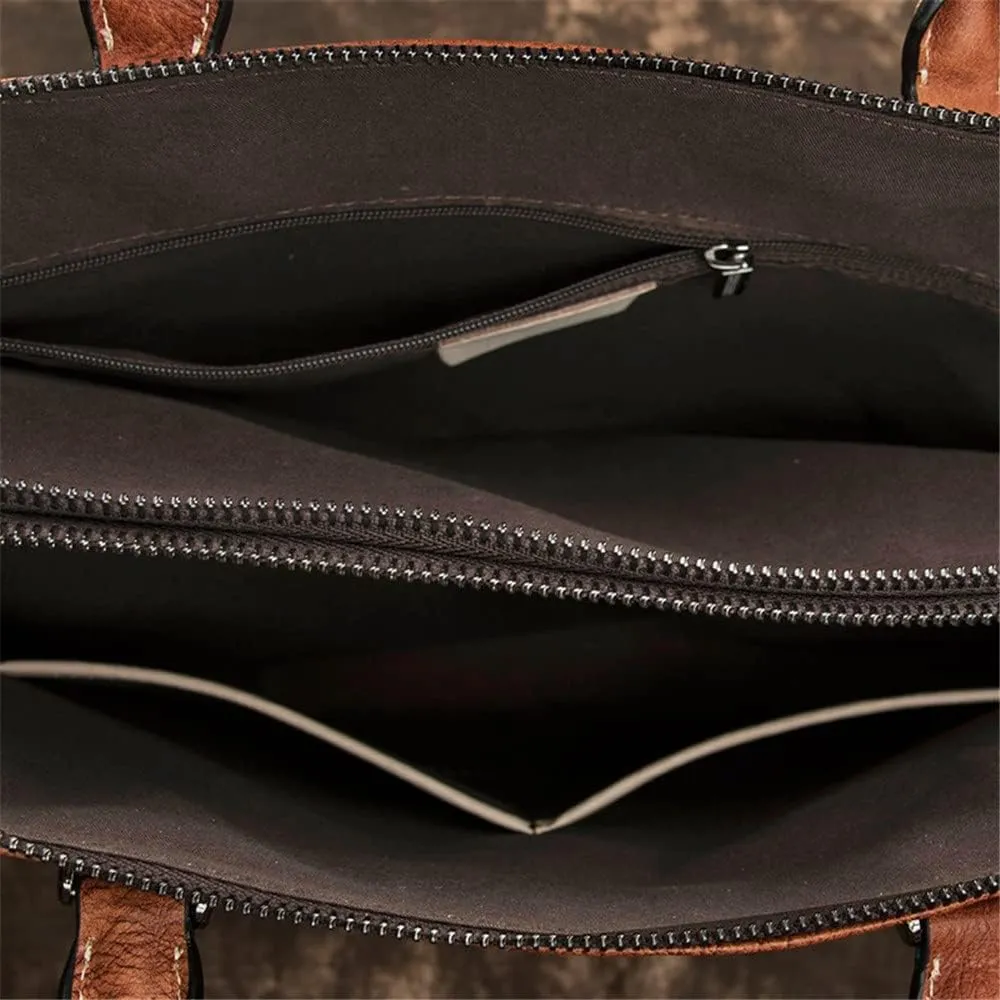 CSCDD Men's Bag Crossbody Business Men's Handbag Horizontal Retro Briefcase Computer Bag