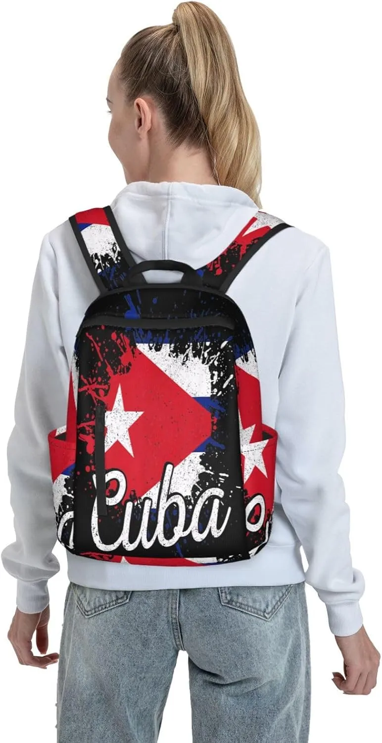 Cuba Patriotic Cuban Pride Flag Casual Backpacks Large Capacity Laptop Backpack Sports Fitness Rucksack Travel Carry-On Daypack Work Bag for Outdoor Camping