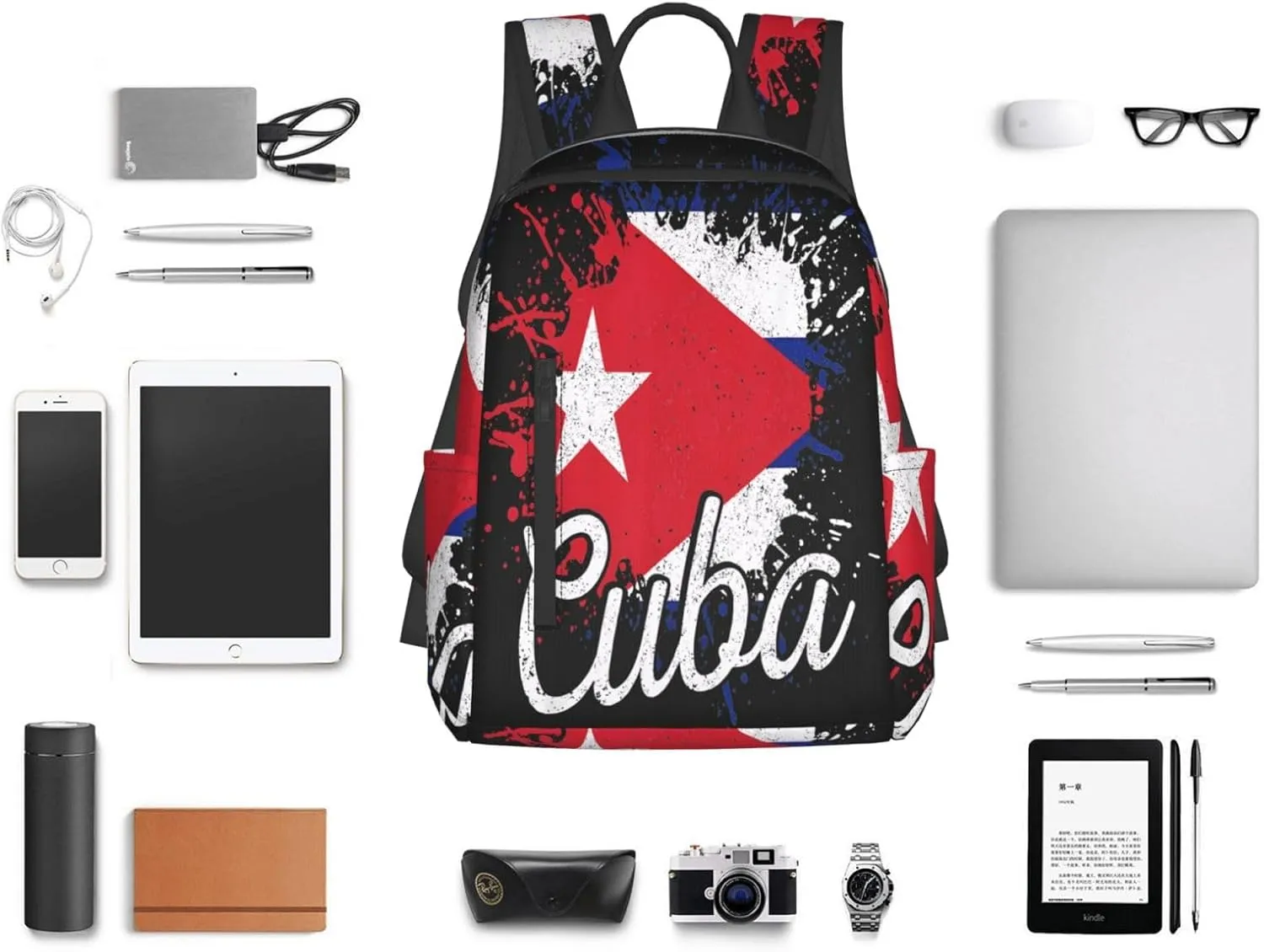 Cuba Patriotic Cuban Pride Flag Casual Backpacks Large Capacity Laptop Backpack Sports Fitness Rucksack Travel Carry-On Daypack Work Bag for Outdoor Camping