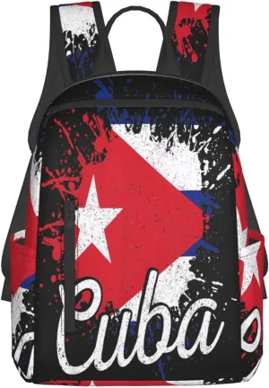 Cuba Patriotic Cuban Pride Flag Casual Backpacks Large Capacity Laptop Backpack Sports Fitness Rucksack Travel Carry-On Daypack Work Bag for Outdoor Camping