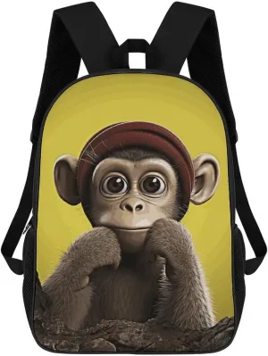 Curious Monkey Laptop Backpack for Women Lightweight Computer Bag 17 Inch Casual Bag Travel Backpacks for Man