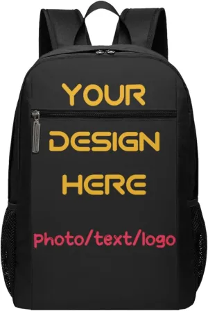 Custom Backpack For Women Men,Personalized Daypacks With Photo/Name/Text/Logo,Customized Large Capacity Laptop Backpack,Casual Travel Computer Bag For Work Camping(17in)