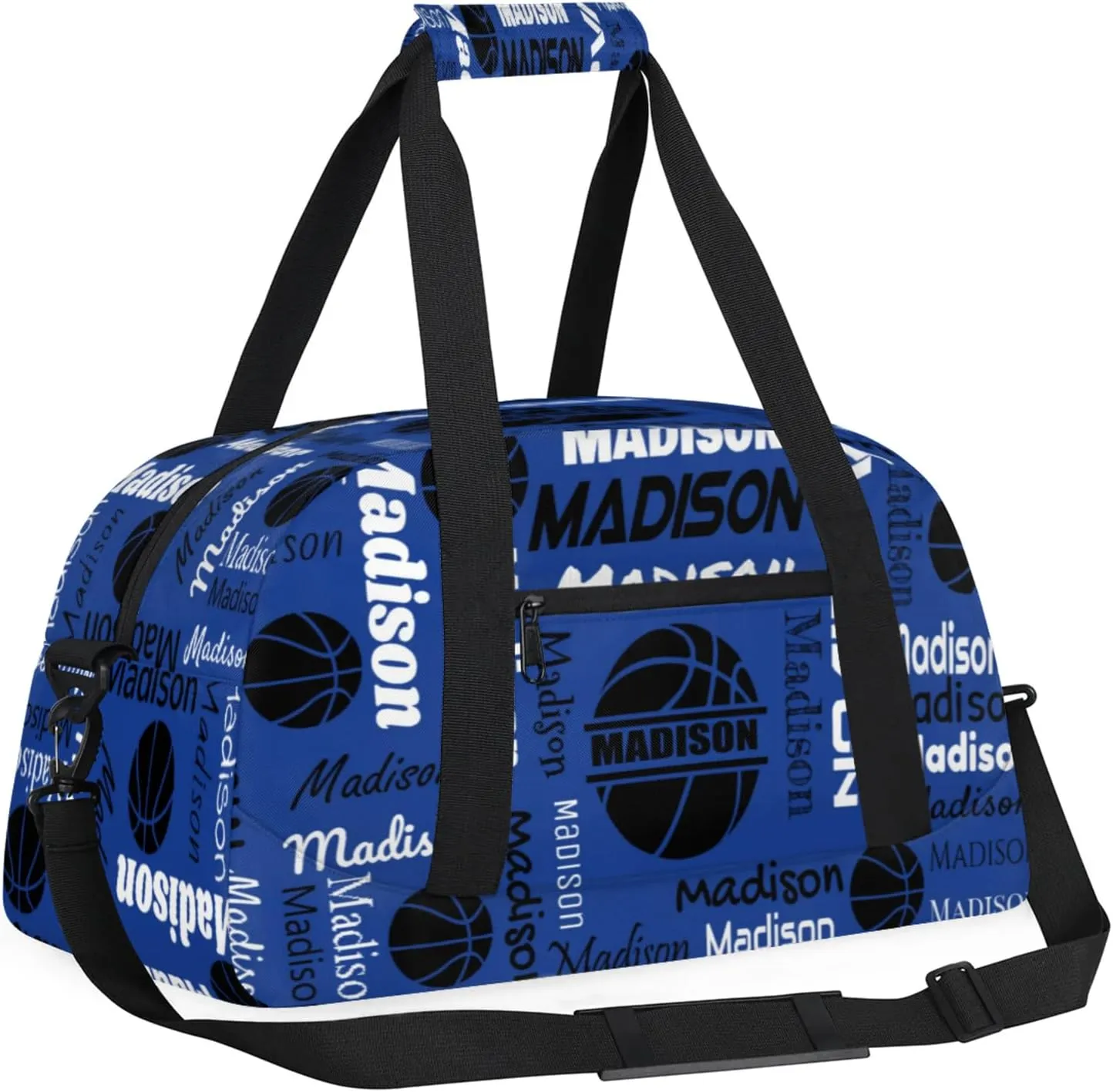 Custom Basketball Gym Duffel Bag for Women Men, Personalized Name Travel Sport Bags Customized Balls Weekender Bag, Cobalt Blue