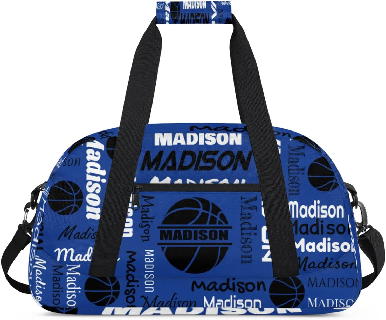 Custom Basketball Gym Duffel Bag for Women Men, Personalized Name Travel Sport Bags Customized Balls Weekender Bag, Cobalt Blue