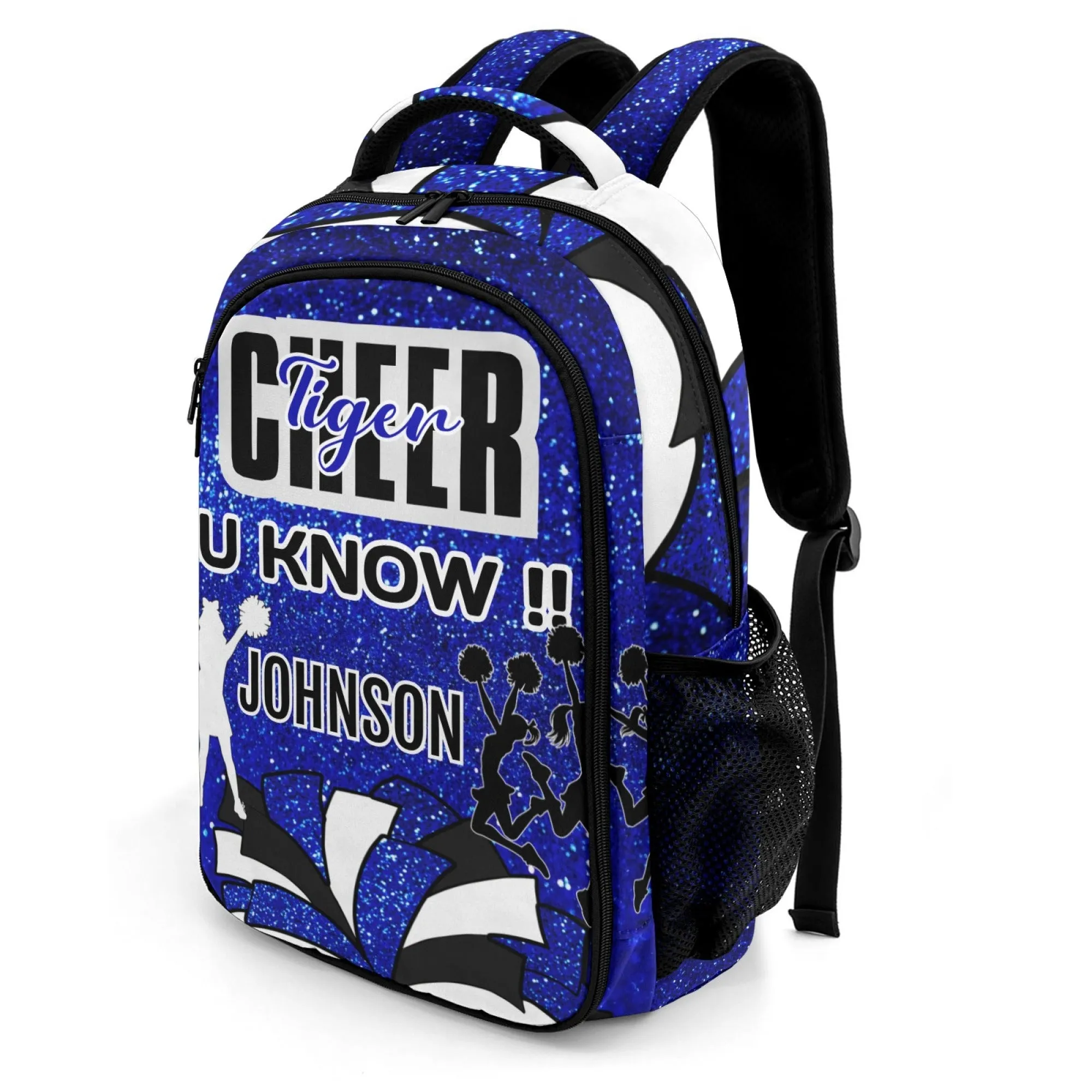 Custom Blue Cheer Backpack Personalized Colorful Student's Backpacks for Girl and Boy Gift