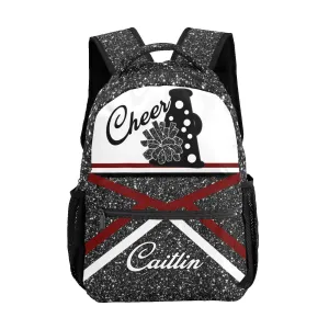 Custom Cheer Cheerleader Black Personalized Backpack with Name Waterproof Bag for Birthday Holiday Gift