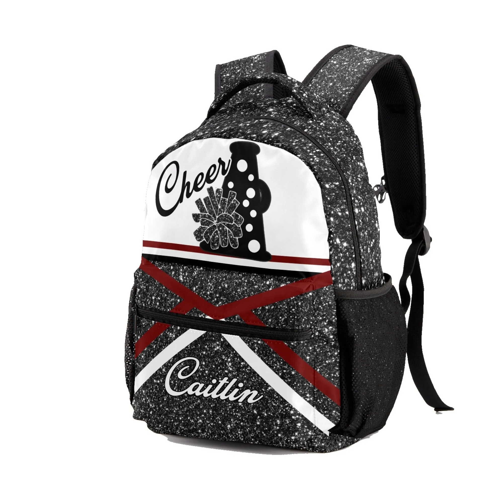 Custom Cheer Cheerleader Black Personalized Backpack with Name Waterproof Bag for Birthday Holiday Gift